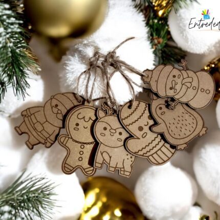 Lote de 10 bolas de madera navideñas estilo nórdico