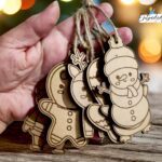 Lote de 10 bolas de madera navideñas estilo nórdico