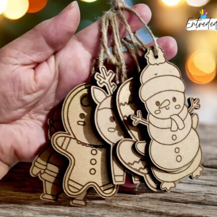 Lote de 10 bolas de madera navideñas estilo nórdico