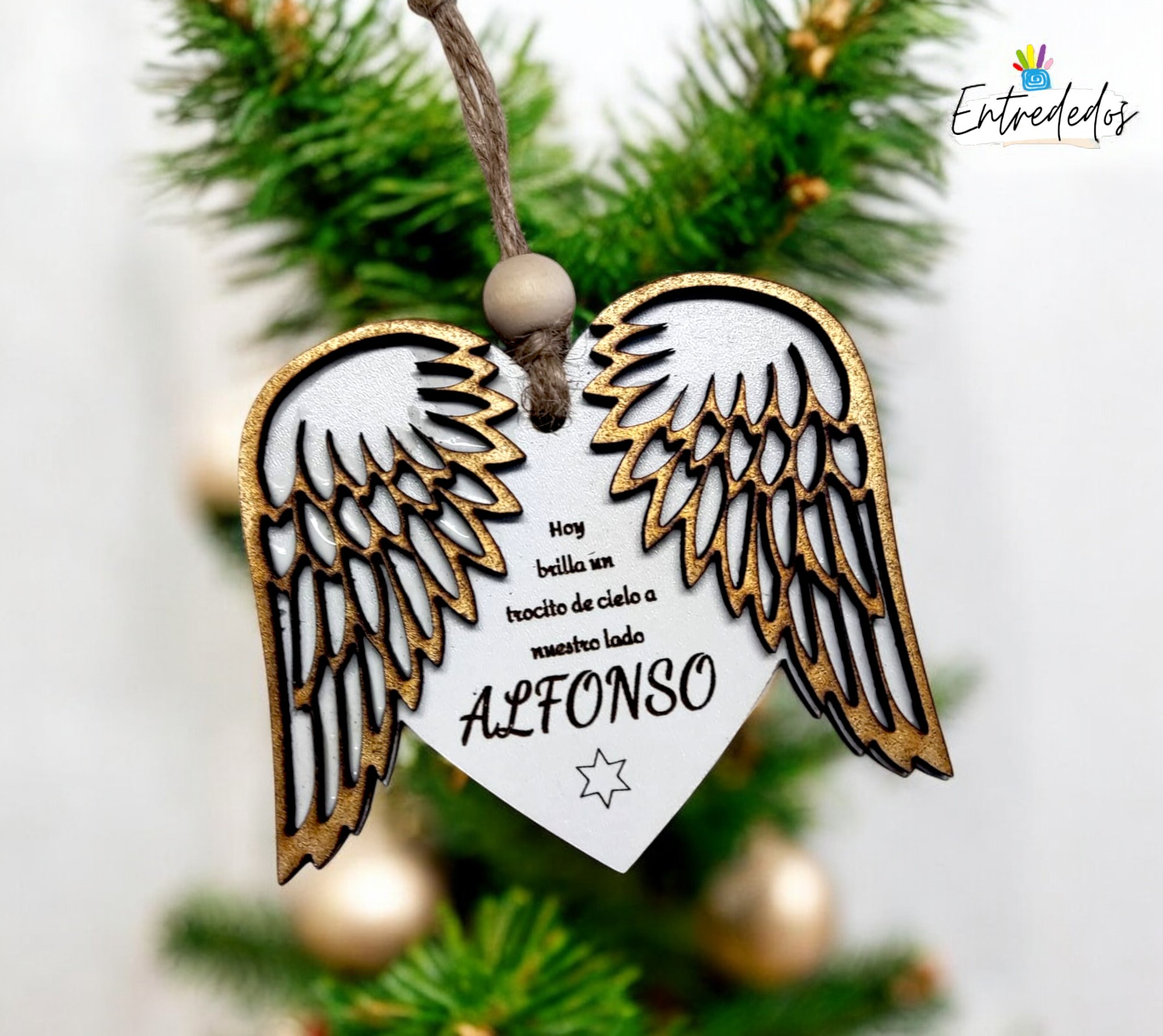 adorno árbol Navidad alas de ángel