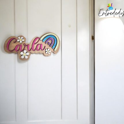 Placa para Puerta Infantil Personalizada – Modelo Arcoíris