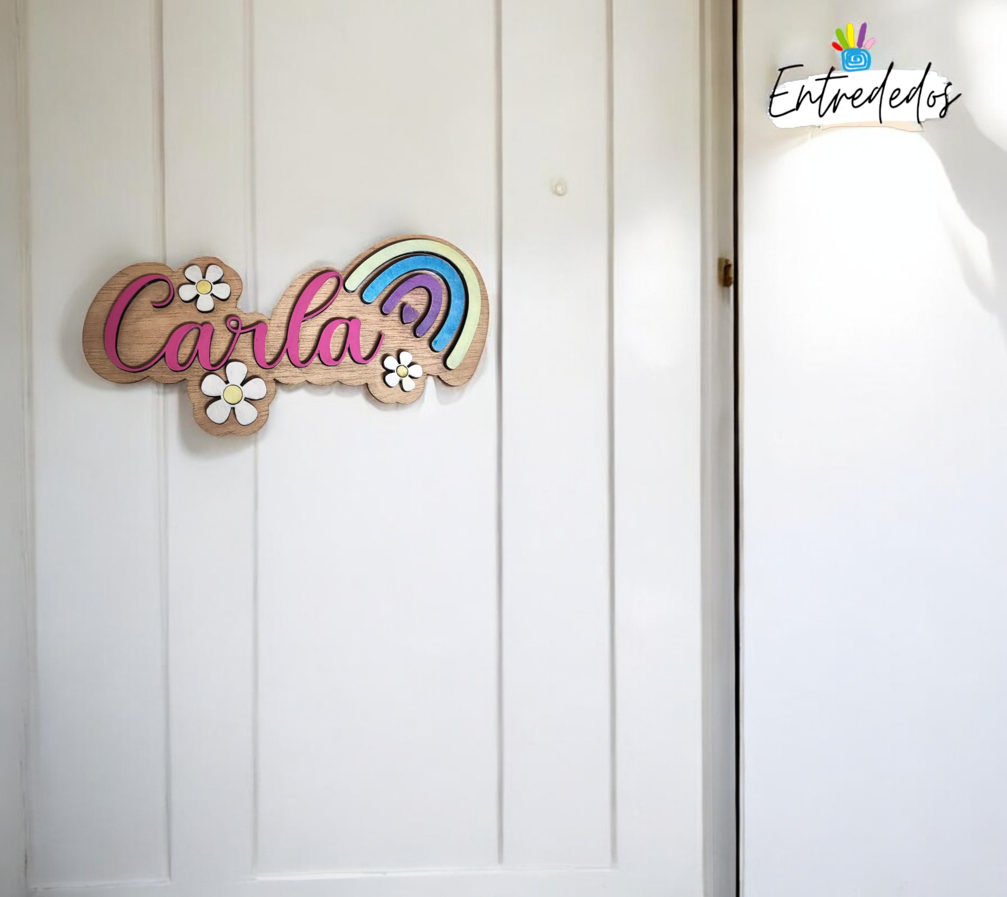 Placa para Puerta Infantil Personalizada – Modelo Arcoíris