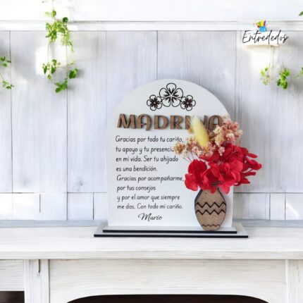 Placa decorativa personalizada con flores