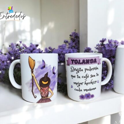 taza personalizada brujilla poderosa con nombre para mujer 330 ml